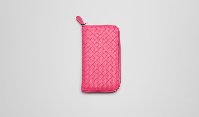 BOTTEGA VENETA - Rosa Shock Intrecciato Nappa Zip Around Wallet