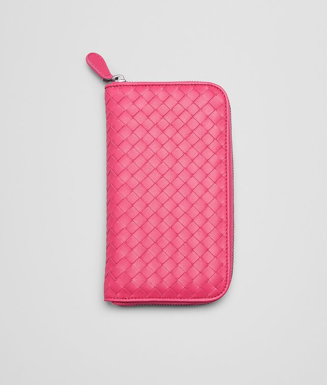 BOTTEGA VENETA PORTAFOGLIO ROSA SHOCK IN NAPPA INTRECCIATA CON ZIP Portafoglio con Zip D fp