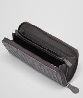 Bottega Veneta® Medium Grey Intrecciato Vachette Zip Around Wallet Bottega Veneta® Medium Grey Intrecciato Vachette Zip Around Wallet