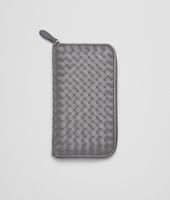 Bottega Veneta® Medium Grey Intrecciato Vachette Zip Around Wallet Bottega Veneta® Medium Grey Intrecciato Vachette Zip Around Wallet