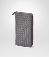 Bottega Veneta® Medium Grey Intrecciato Vachette Zip Around Wallet Bottega Veneta® Medium Grey Intrecciato Vachette Zip Around Wallet