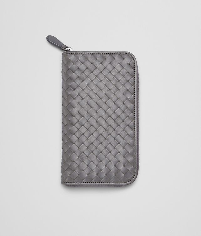 BOTTEGA VENETA ZIP AROUND WALLET IN MEDIUM GREY CALF INTRECCIATO Zip Around Wallet U fp