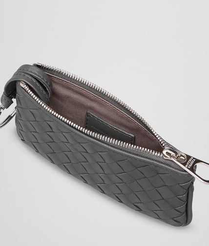 BOTTEGA VENETA - New Light Grey Intrecciato Nappa Key Case