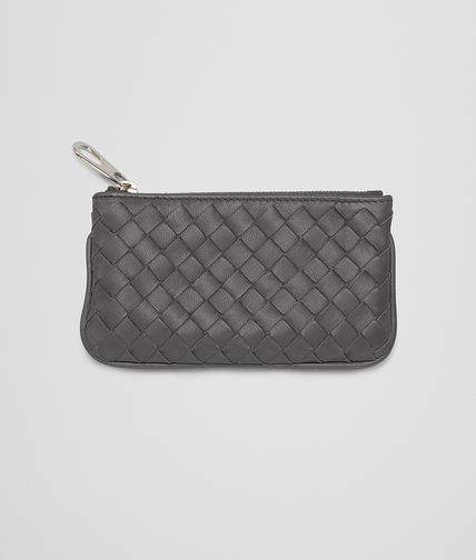 BOTTEGA VENETA - New Light Grey Intrecciato Nappa Key Case