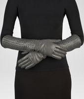 Bottega Veneta® MEDIUM GREY INTRECCIATO NAPPA GLOVES Bottega Veneta® MEDIUM GREY INTRECCIATO NAPPA GLOVES