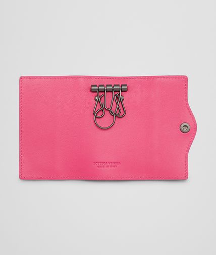 BOTTEGA VENETA - Rosa Shock Intrecciato Nappa Key Case