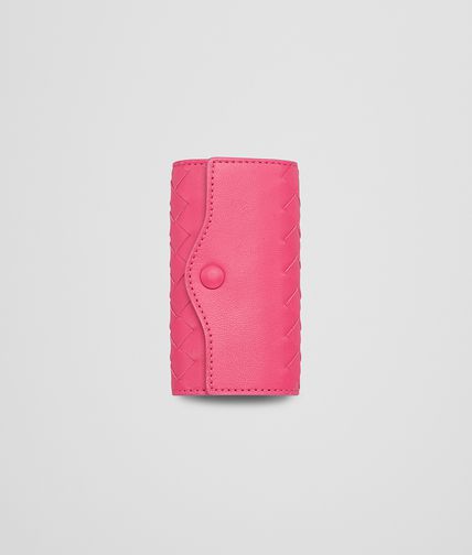 BOTTEGA VENETA - Rosa Shock Intrecciato Nappa Key Case