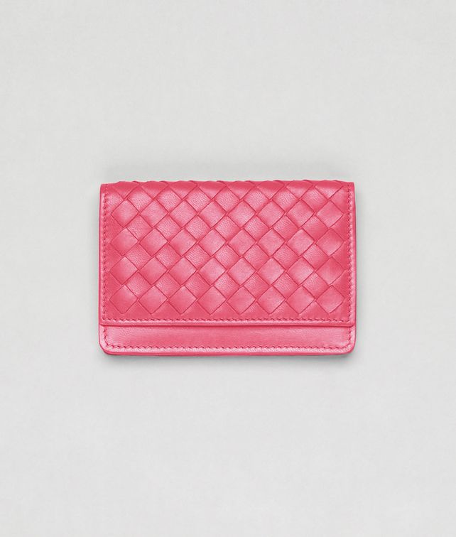 BOTTEGA VENETA ROSA SHOCK INTRECCIATO NAPPA CARD CASE Mini Wallet or Coin Purse D fp