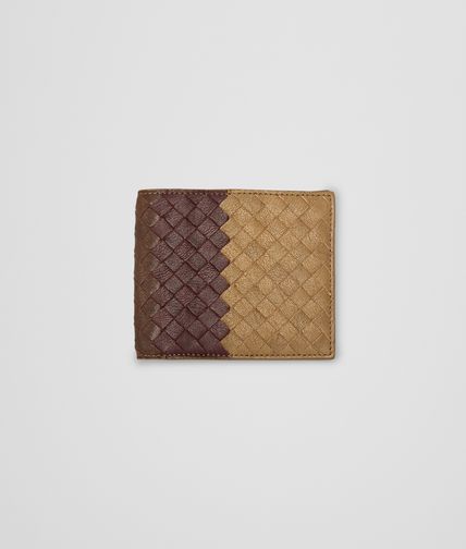 BOTTEGA VENETA - New Bronze Aubergine Edoardo Intrecciato Club Fumé Wallet