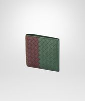 Bottega Veneta® Emerald Green Aubergine Edoardo Intrecciato Club Fumé Wallet Bottega Veneta® Emerald Green Aubergine Edoardo Intrecciato Club Fumé Wallet
