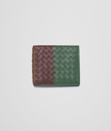 BOTTEGA VENETA - Emerald Green Aubergine Edoardo Intrecciato Club Fumé Wallet