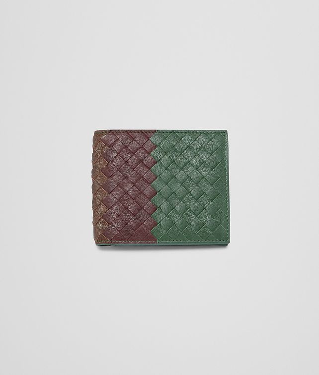 BOTTEGA VENETA Emerald Green Aubergine Edoardo Intrecciato Club Fumé Wallet Bi-fold Wallet U fp