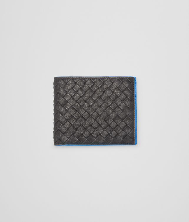 BOTTEGA VENETA Nero Signal Blue Intrecciato Washed Vintage Wallet Bi-fold Wallet U fp