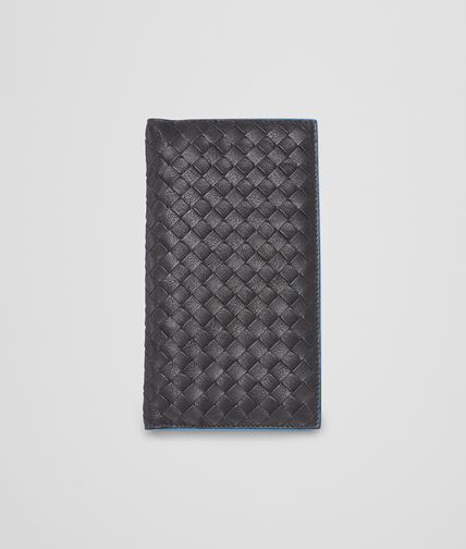 BOTTEGA VENETA - Nero Signal Blue Intrecciato Washed Vintage Continental Wallet
