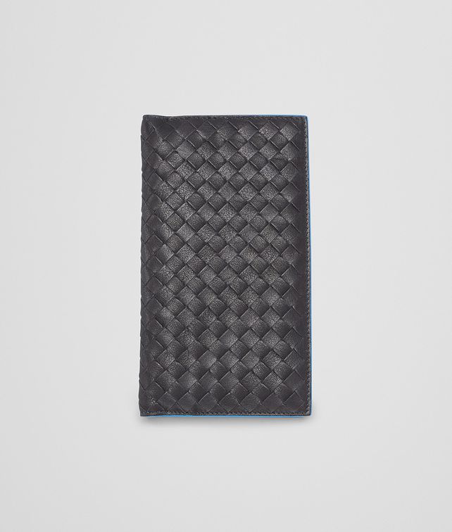 BOTTEGA VENETA Nero Signal Blue Intrecciato Washed Vintage Continental Wallet Continental Wallet U fp