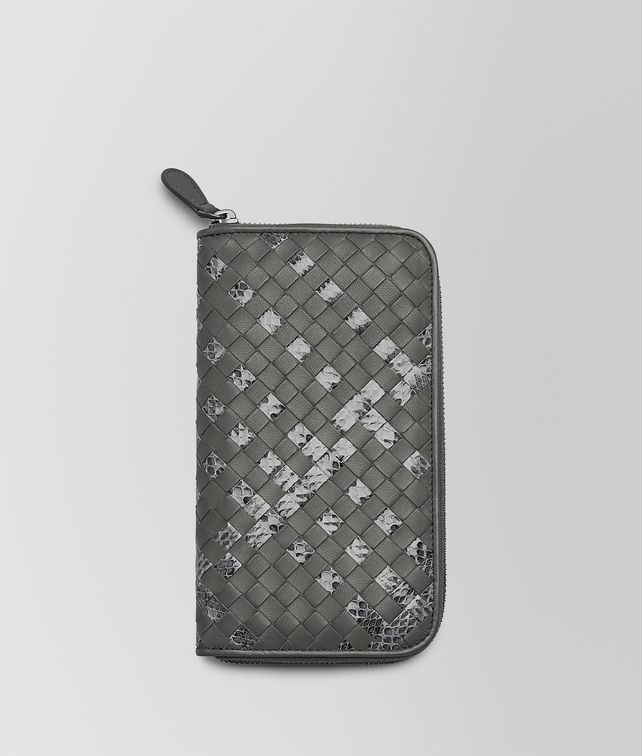 BOTTEGA VENETA PORTEMONNAIE MIT ZIP AUS INTRECCIATO NAPPA UND AYERS IN NEW LIGHT GREY Portemonnaie mit Zip D fp