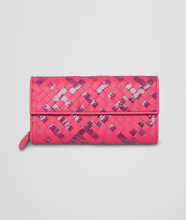 BOTTEGA VENETA Rosa Shock Intrecciato Ayers Nappa Continental Wallet Continental Wallet D fp