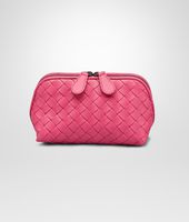 Bottega Veneta® Rosa Shock Intrecciato Nappa Cosmetic Case Bottega Veneta® Rosa Shock Intrecciato Nappa Cosmetic Case