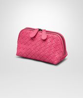 Bottega Veneta® Rosa Shock Intrecciato Nappa Cosmetic Case Bottega Veneta® Rosa Shock Intrecciato Nappa Cosmetic Case