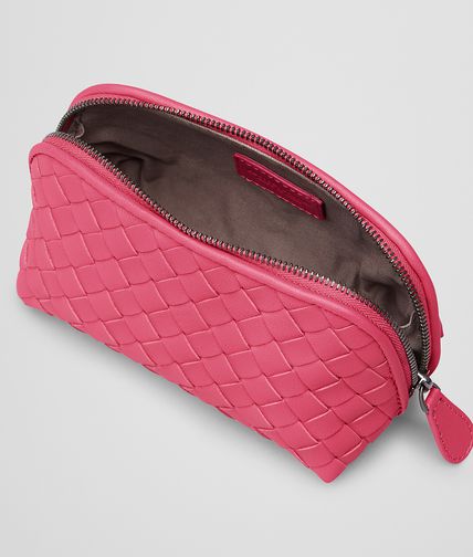 BOTTEGA VENETA - Rosa Shock Intrecciato Nappa Cosmetic Case