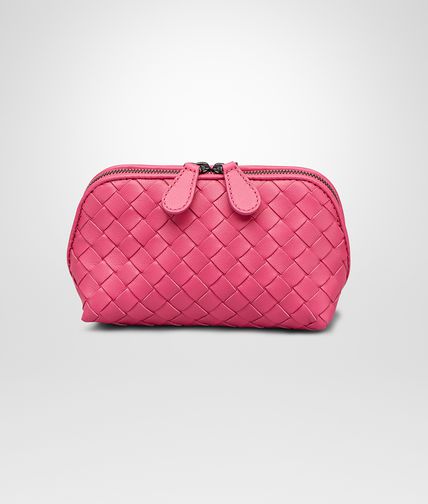 BOTTEGA VENETA - Rosa Shock Intrecciato Nappa Cosmetic Case