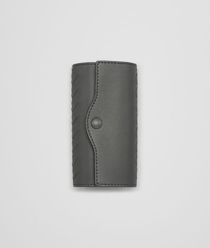 BOTTEGA VENETA - New Light Grey Intrecciato Nappa Key Ring