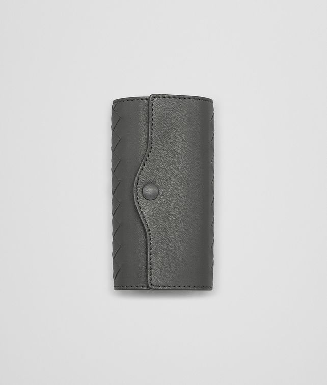 BOTTEGA VENETA KEY CASE IN NEW LIGHT GREY INTRECCIATO NAPPA Keyring or Bracelets E fp