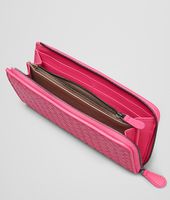 Bottega Veneta® ROSA SHOCK INTRECCIATO NAPPA ZIP AROUND WALLET Bottega Veneta® ROSA SHOCK INTRECCIATO NAPPA ZIP AROUND WALLET