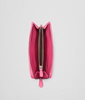 Bottega Veneta® ROSA SHOCK INTRECCIATO NAPPA ZIP AROUND WALLET Bottega Veneta® ROSA SHOCK INTRECCIATO NAPPA ZIP AROUND WALLET