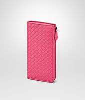 Bottega Veneta® ROSA SHOCK INTRECCIATO NAPPA ZIP AROUND WALLET Bottega Veneta® ROSA SHOCK INTRECCIATO NAPPA ZIP AROUND WALLET