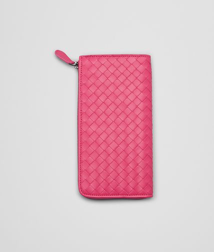 BOTTEGA VENETA - Rosa Shock Intrecciato Nappa Zip Around Wallet