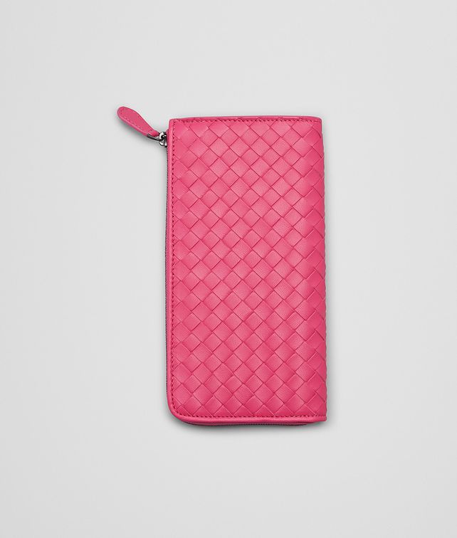 BOTTEGA VENETA Rosa Shock Intrecciato Nappa Zip Around Wallet Zip Around Wallet D fp