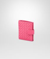 Bottega Veneta® Rosa Shock Intrecciato Nappa Bi-Fold Wallet Bottega Veneta® Rosa Shock Intrecciato Nappa Bi-Fold Wallet