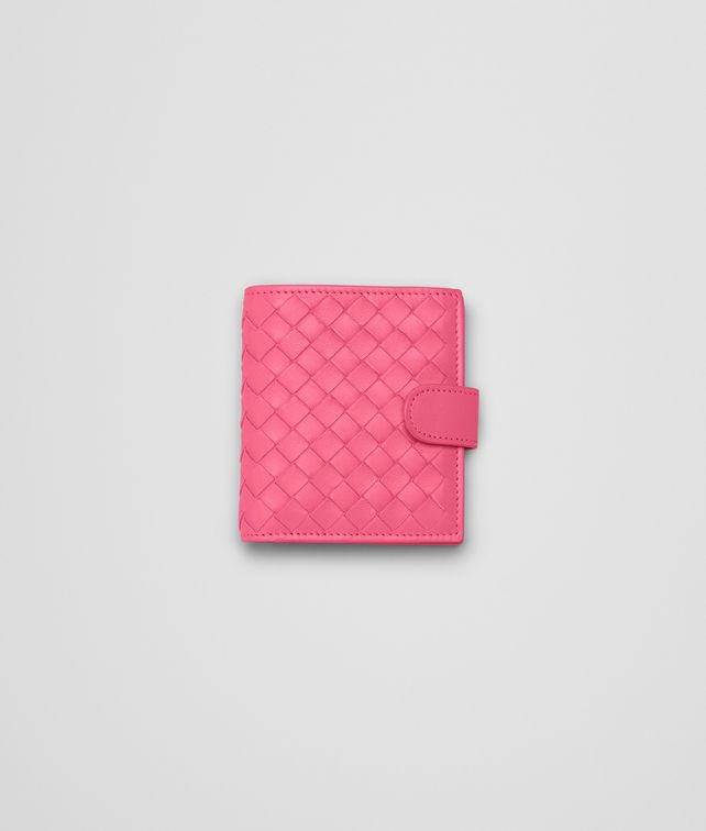 BOTTEGA VENETA ROSA SHOCK INTRECCIATO NAPPA BI-FOLD WALLET Mini Wallet or Coin Purse D fp