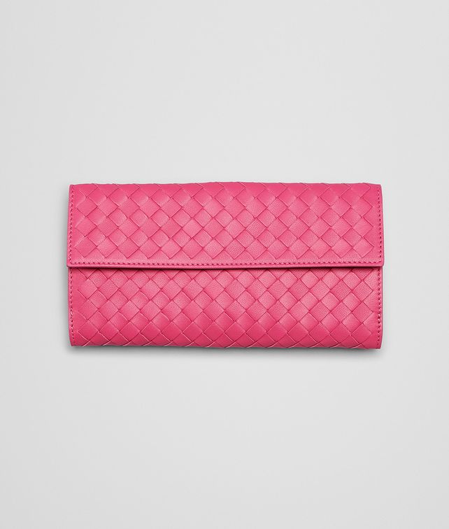 BOTTEGA VENETA PORTEFEUILLE CONTINENTAL ROSE SHOCKING EN NAPPA INTRECCIATO Portefeuille continental D fp
