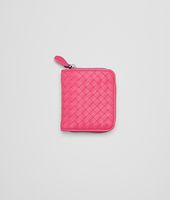 Bottega Veneta® ROSA SHOCK INTRECCIATO NAPPA MINI WALLET Bottega Veneta® ROSA SHOCK INTRECCIATO NAPPA MINI WALLET