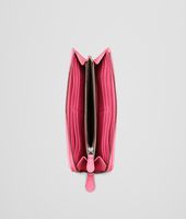 Bottega Veneta® Rosa Shock Intrecciato Washed Lambskin Zip Around Wallet Bottega Veneta® Rosa Shock Intrecciato Washed Lambskin Zip Around Wallet