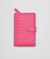 Bottega Veneta® ROSA SHOCK INTRECCIATO NAPPA BI-FOLD WALLET Bottega Veneta® ROSA SHOCK INTRECCIATO NAPPA BI-FOLD WALLET