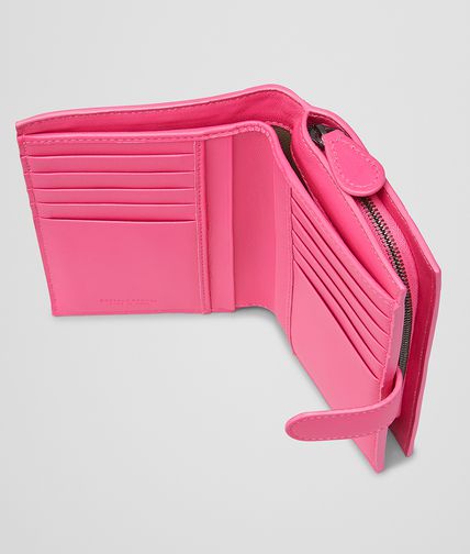 BOTTEGA VENETA - Rosa Shock Intrecciato Nappa Bi-Fold Wallet