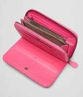 Bottega Veneta® ROSA SHOCK INTRECCIATO NAPPA ZIP AROUND WALLET Bottega Veneta® ROSA SHOCK INTRECCIATO NAPPA ZIP AROUND WALLET