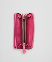 Bottega Veneta® ROSA SHOCK INTRECCIATO NAPPA ZIP AROUND WALLET Bottega Veneta® ROSA SHOCK INTRECCIATO NAPPA ZIP AROUND WALLET