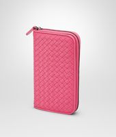 Bottega Veneta® ROSA SHOCK INTRECCIATO NAPPA ZIP AROUND WALLET Bottega Veneta® ROSA SHOCK INTRECCIATO NAPPA ZIP AROUND WALLET