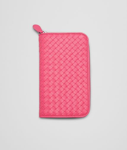 BOTTEGA VENETA - Rosa Shock Intrecciato Nappa Zip Around Wallet