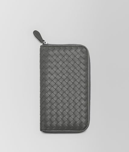 BOTTEGA VENETA - New Light Grey Intrecciato Nappa Zip Around Wallet