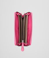 Bottega Veneta® ROSA SHOCK INTRECCIATO NAPPA ZIP AROUND WALLET Bottega Veneta® ROSA SHOCK INTRECCIATO NAPPA ZIP AROUND WALLET