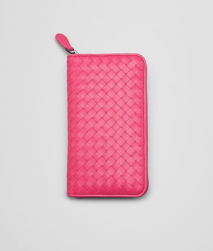 BOTTEGA VENETA - Rosa Shock Intrecciato Nappa Zip Around Wallet
