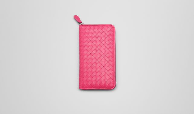 BOTTEGA VENETA - Rosa Shock Intrecciato Nappa Zip Around Wallet
