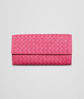 Bottega Veneta® ROSA SHOCK Intrecciato Washed Lambskin CONTINENTAL WALLET Bottega Veneta® ROSA SHOCK Intrecciato Washed Lambskin CONTINENTAL WALLET