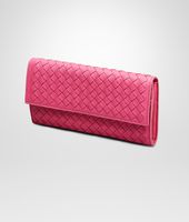 Bottega Veneta® ROSA SHOCK Intrecciato Washed Lambskin CONTINENTAL WALLET Bottega Veneta® ROSA SHOCK Intrecciato Washed Lambskin CONTINENTAL WALLET