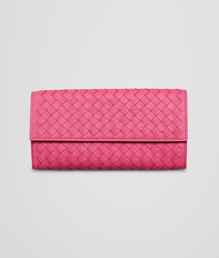 BOTTEGA VENETA - Rosa Shock Intrecciato Washed Lambskin Continental Wallet